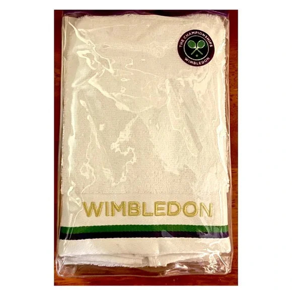 Wimbledon Embroidered in Gold & Purple/Green Trim Hand/Sport Towel by Ch… - Picture 2 of 3